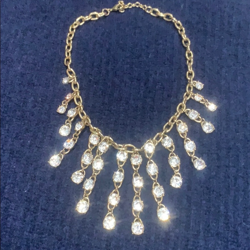 J Crew gold and crystal statement necklace